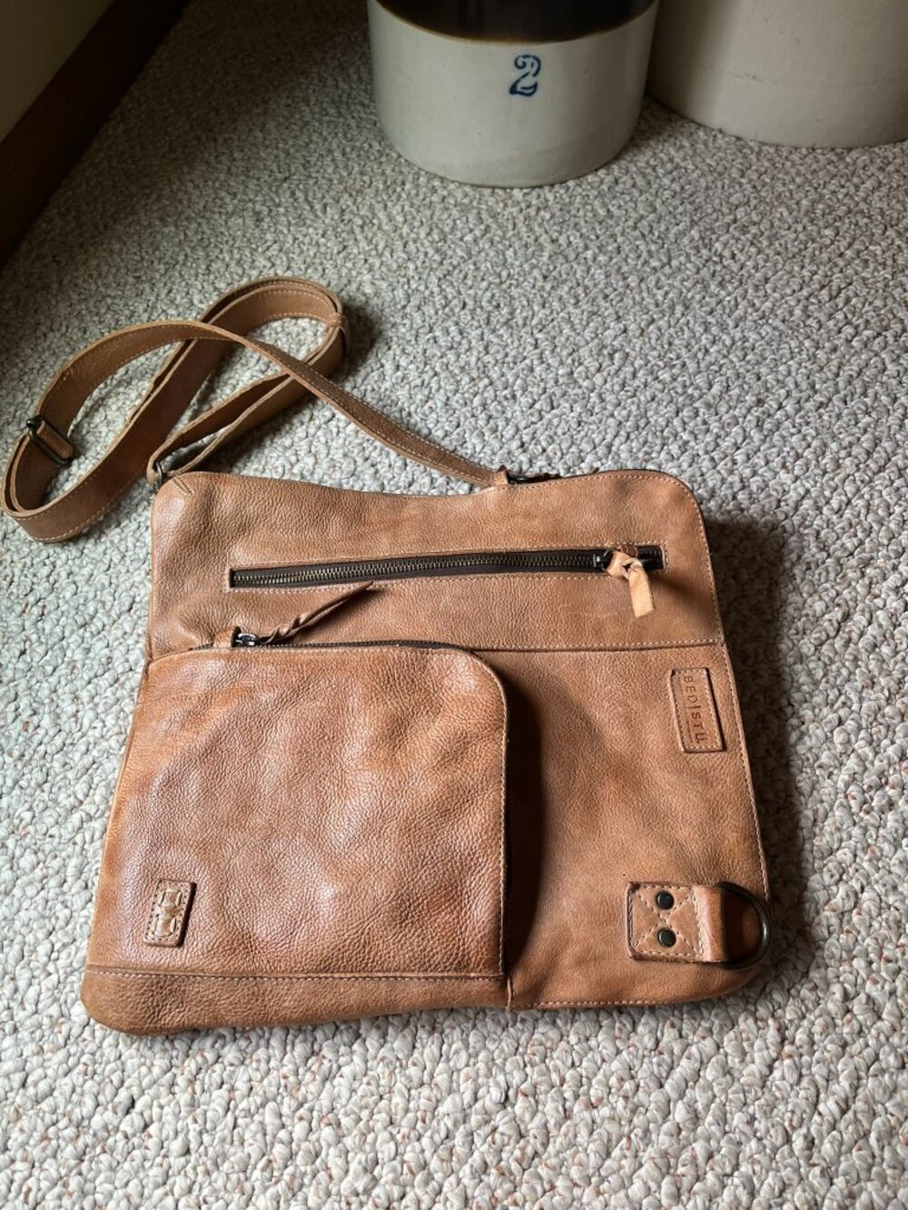 Bed Stu AIKEN Leather Crossbody Convertible Bag Tan OATS DD, Good Condition - Picture 5 of 16